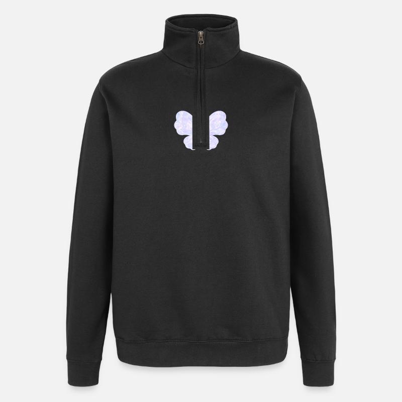 Pastel glittery butterfly - Quarter-Zip Sweatshirt - black