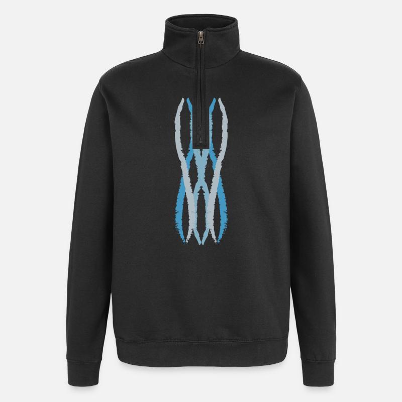 wave Art | blue-grey - Quarter-Zip Sweatshirt - black