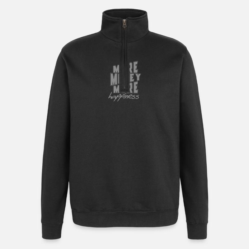 Plus d’argent, plus de bonheur - Sweat à zip 1/4 - noir