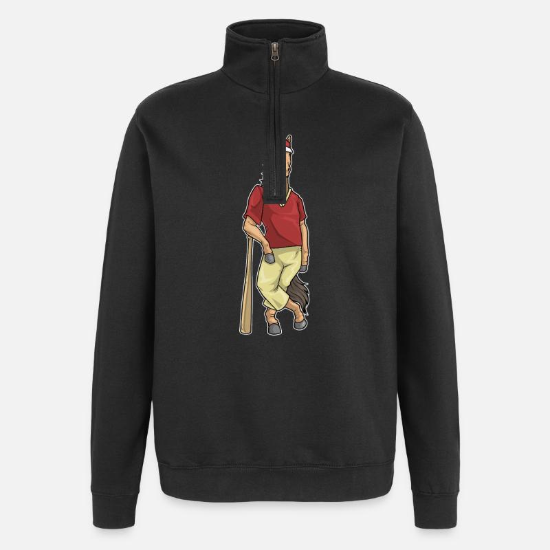 Pferd Baseball Baseballschläger - Quarter-Zip-Sweatshirt - Schwarz