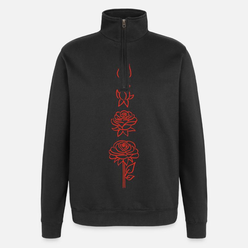 Blüte einer roten Blume - Quarter-Zip-Sweatshirt - Schwarz