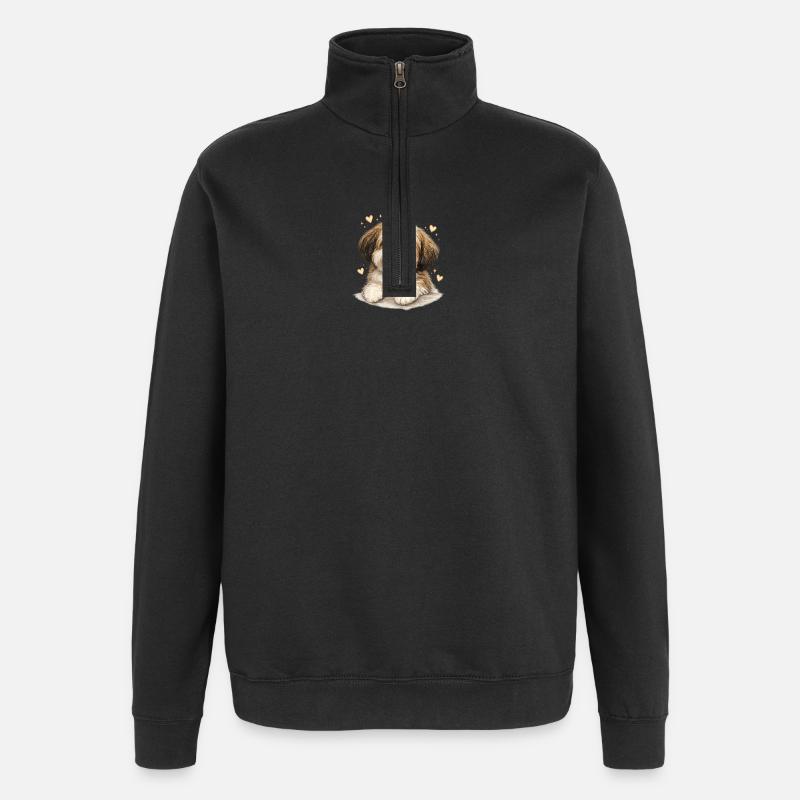 Chiot tendre avec du cœur - Sweat à zip 1/4 - noir