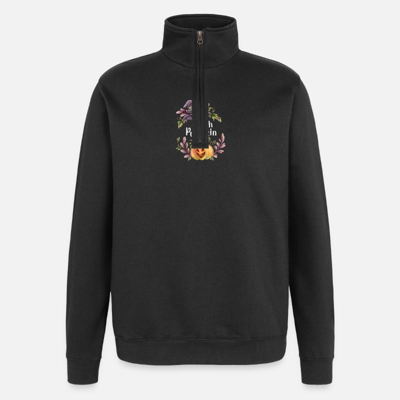 Floral Witch Pumpkin - Quarter-Zip Sweatshirt - black