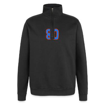 80. 80 JAHRE. 80. JAHRESTAG. 80-JÄHRIGES JUBILÄUM. - Quarter-Zip-Sweatshirt - Schwarz - Vorne - AI Model Female 172 light (172cm) & AI Model Male 178 dark (178cm)