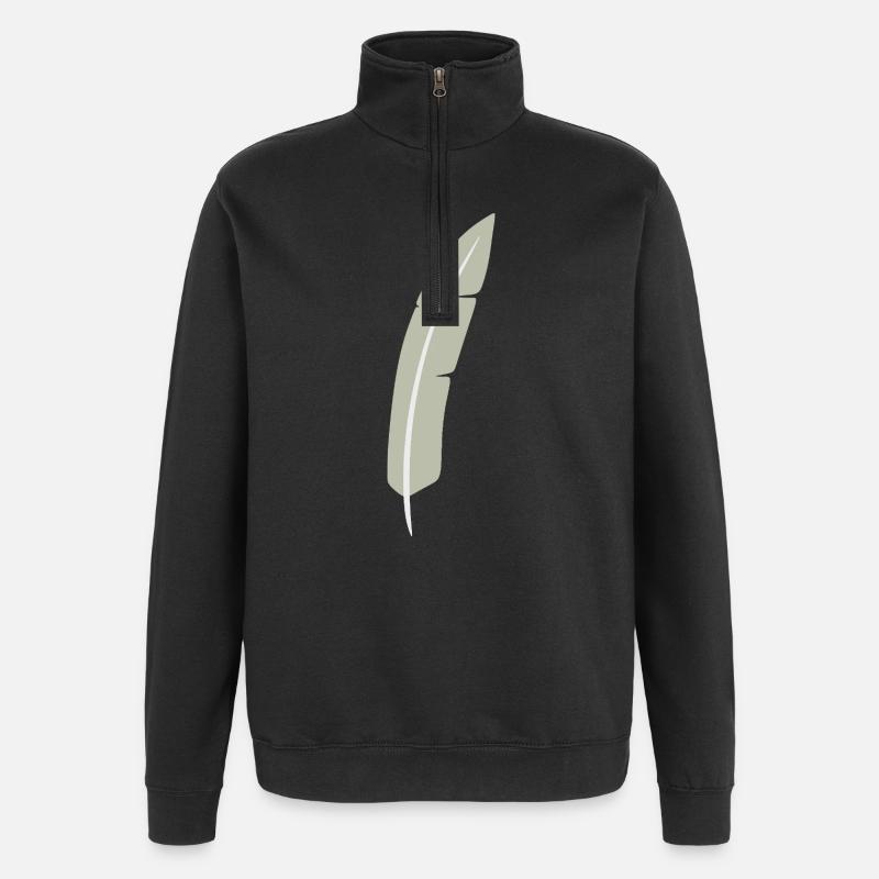 Feather Arc Minimalistischer Druck - Quarter-Zip-Sweatshirt - Schwarz