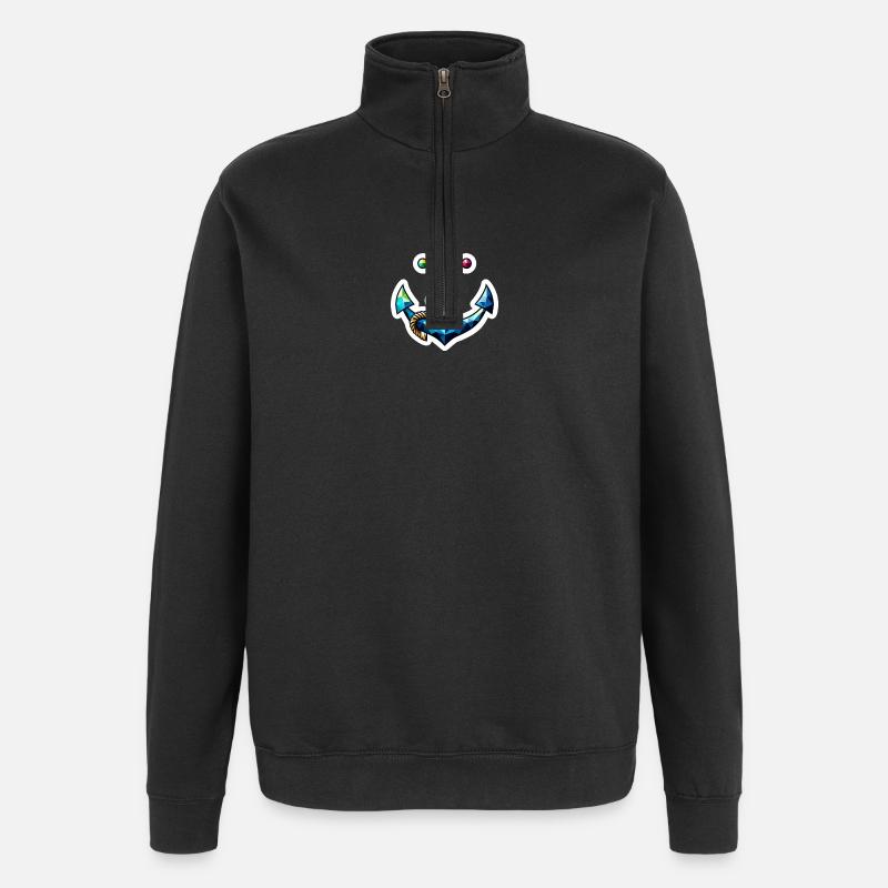 Anker mit Knoten Polygon bunt - Quarter-Zip-Sweatshirt - Schwarz