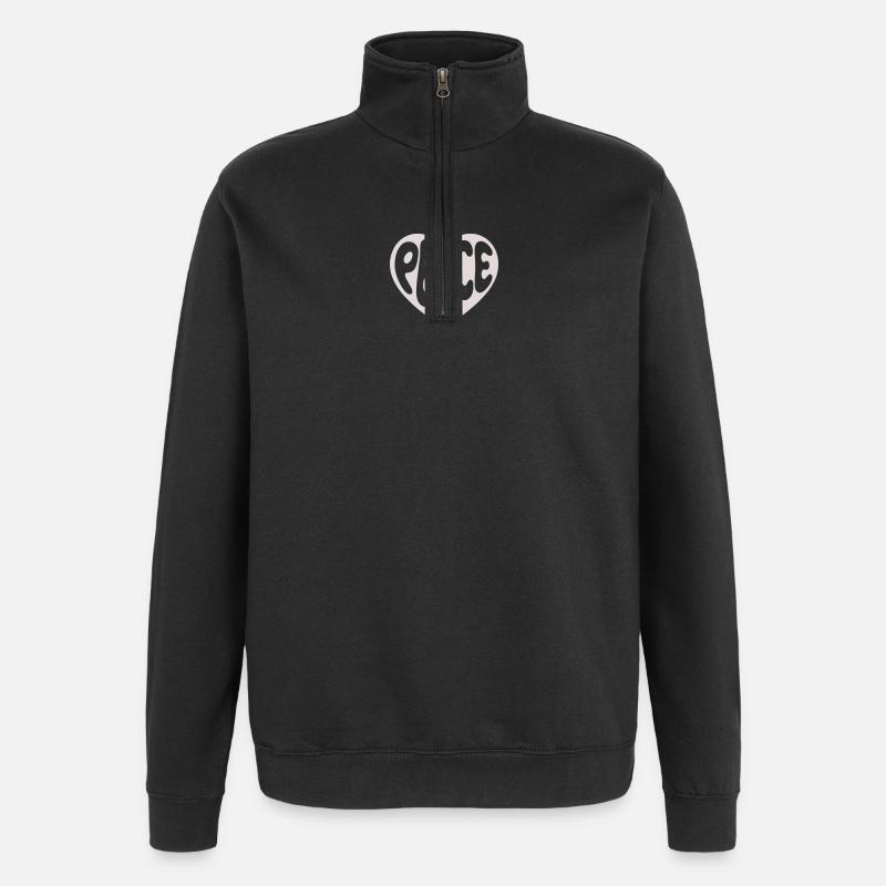 Peace Heart Peace Graphic - Quarter-Zip Sweatshirt - black