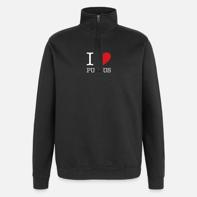 I LOVE PUTBUS - Quarter-Zip Sweatshirt - black