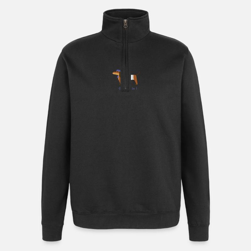 Teckel Ooh la la - Sweat à zip 1/4 - noir