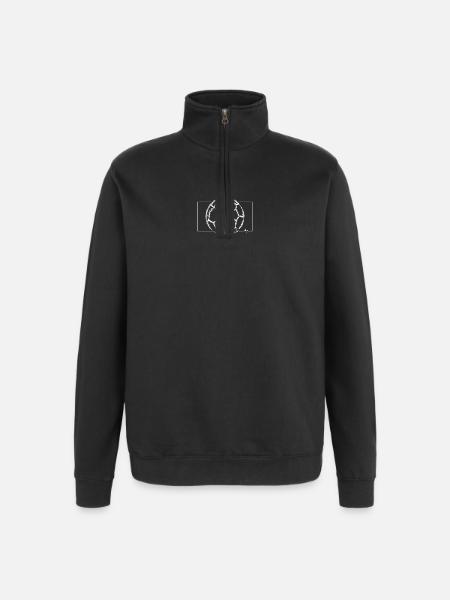 Heartbeat Soccer Lineart - Quarter-Zip Sweatshirt - black