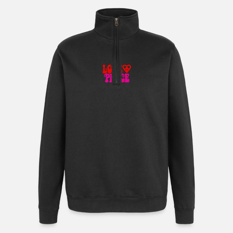 Love and peace - Quarter-Zip-Sweatshirt - Schwarz