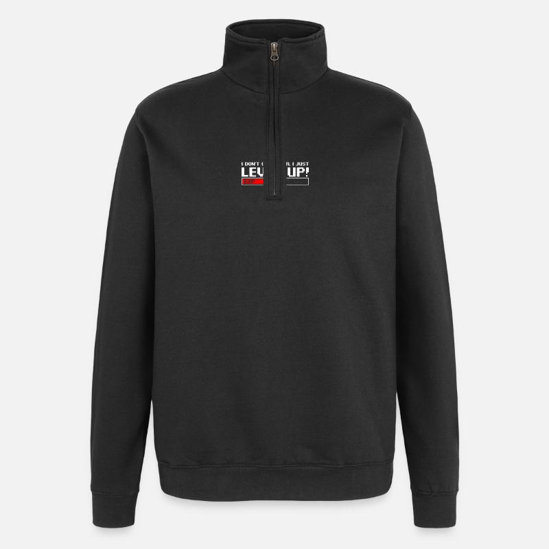 Retro Level Up Pixel Tee - Quarter-Zip Sweatshirt - black