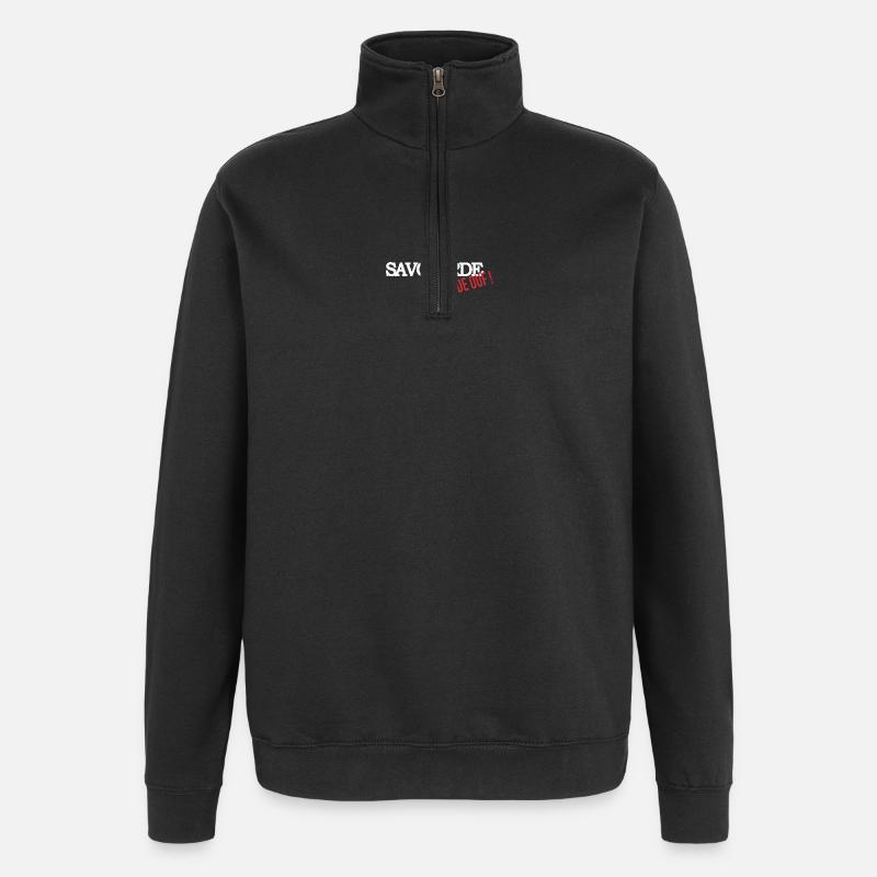 Savoyarde de ouf (blanc) - Sweat à zip 1/4 - noir