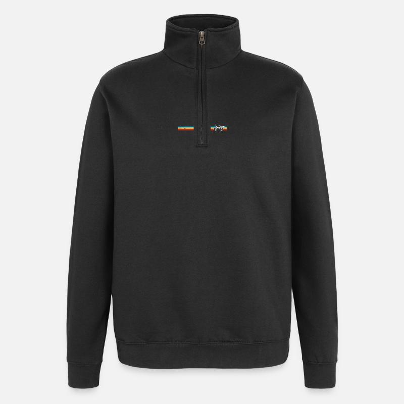 Retro Rainbow Stripes Bicycle Silhouette - Quarter-Zip Sweatshirt - black