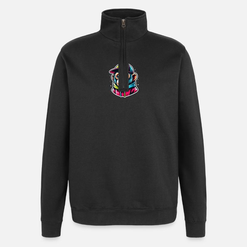 Casquette à capuche Monkey - Sweat à zip 1/4 - noir