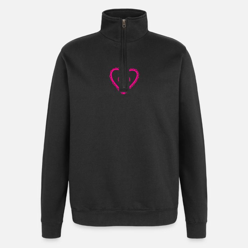 Herz der zwei Feminisymbole - Quarter-Zip-Sweatshirt - Schwarz