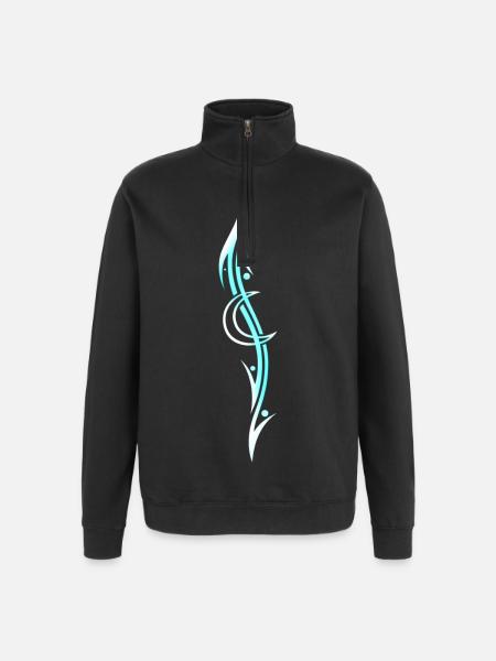 Moon Tribal Tattoo - Quarter-Zip Sweatshirt - black