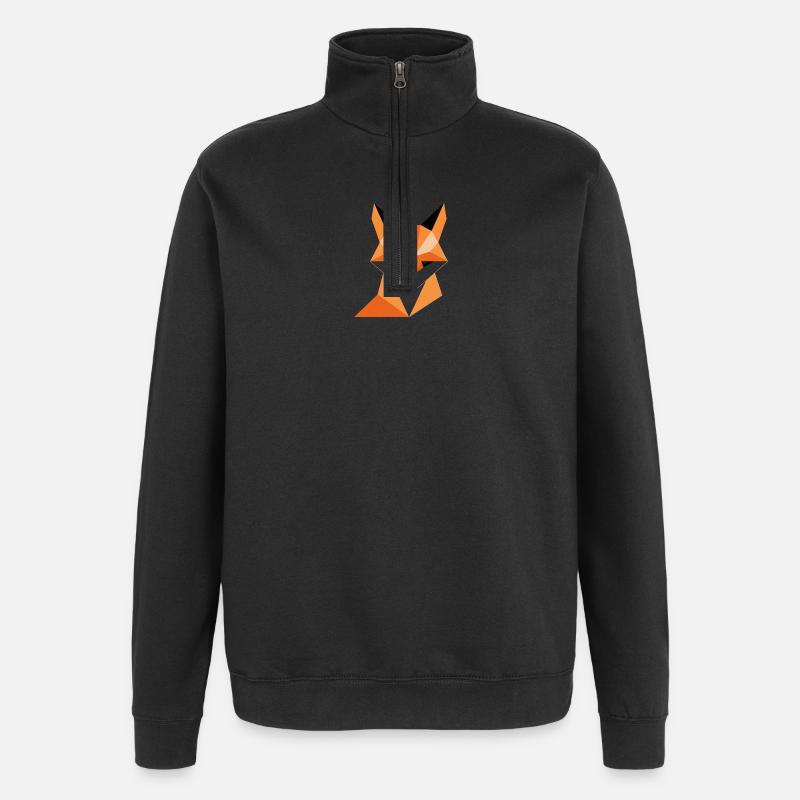 Impression numérique de renard géométrique - Sweat à zip 1/4 - noir