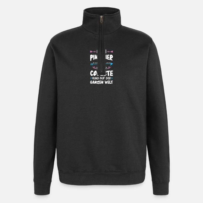 pinscher hund spruch - Quarter-Zip-Sweatshirt - Schwarz
