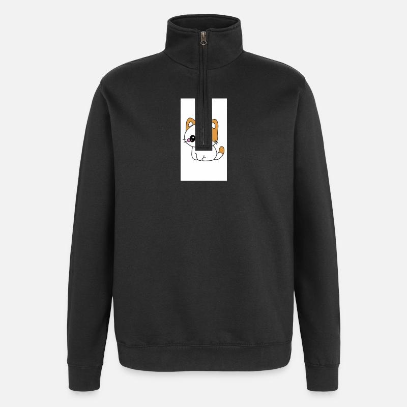Kawaii kitten - Quarter-Zip Sweatshirt - black