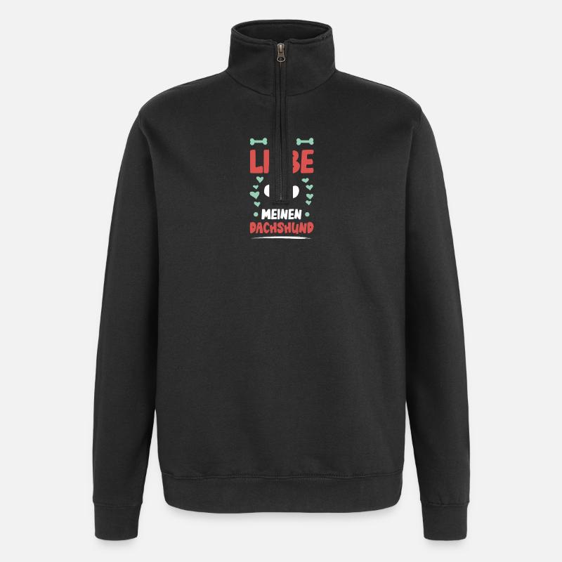 J’adore mon teckel - Sweat à zip 1/4 - noir