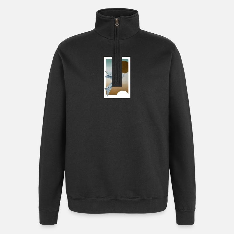 Origami Taube - Quarter-Zip-Sweatshirt - Schwarz