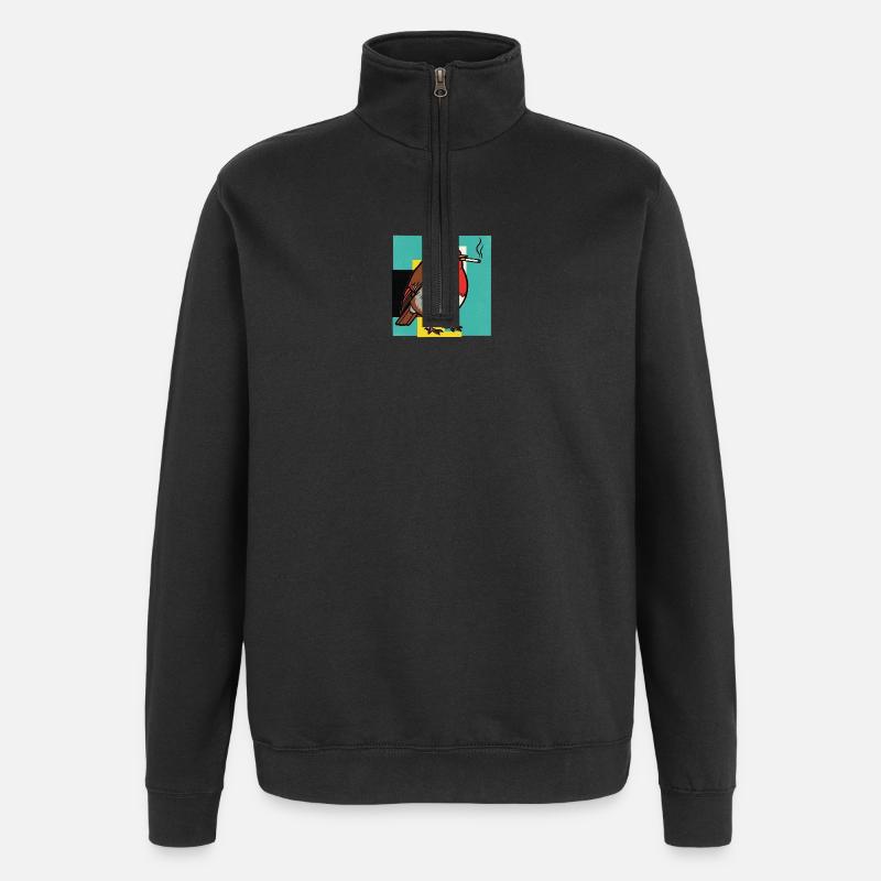 Robin Smoking - Quarter-Zip-Sweatshirt - Schwarz