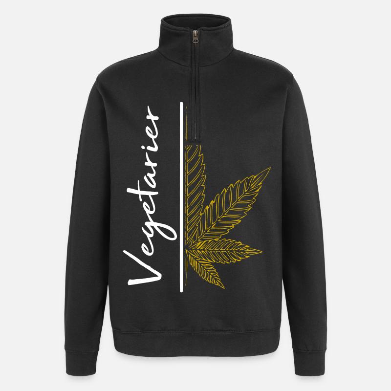 Vegetarian / cannabis / cannabis leaf / hemp - Quarter-Zip Sweatshirt - black