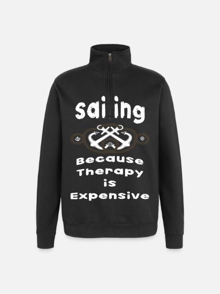 "Sailing Therapy" T-Shirt - Quarter-Zip Sweatshirt - black