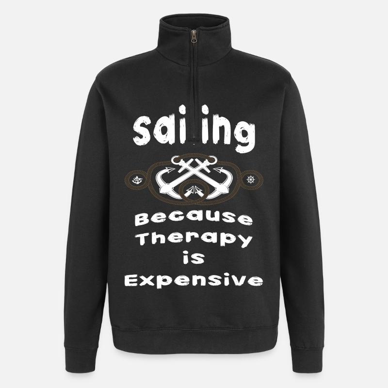 T-shirt « Thérapie de voile » - Sweat à zip 1/4 - noir