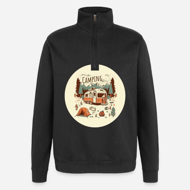 Camping adventure with motorhome - Quarter-Zip Sweatshirt - black