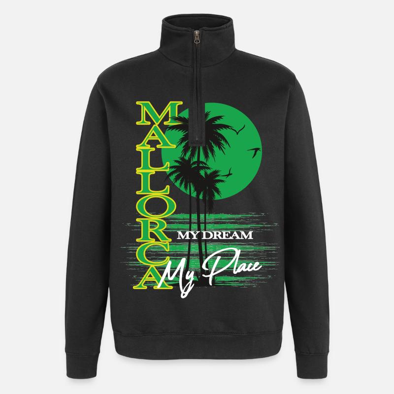 Malorca Palmen Retro-Traum - Quarter-Zip-Sweatshirt - Schwarz