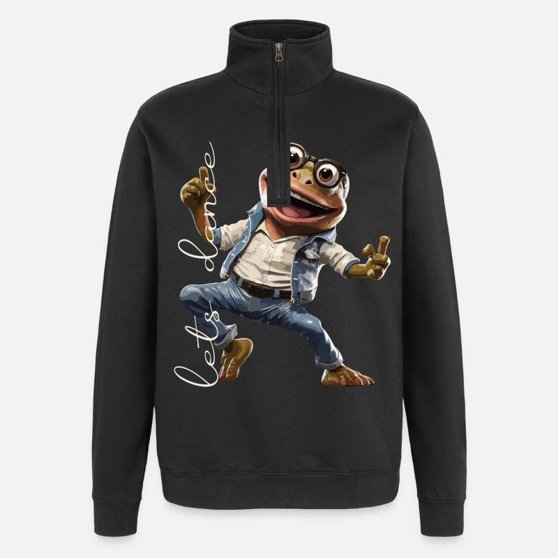 Tanzender Frosch / Freude / Lebensfreude / Disco - Quarter-Zip-Sweatshirt - Schwarz