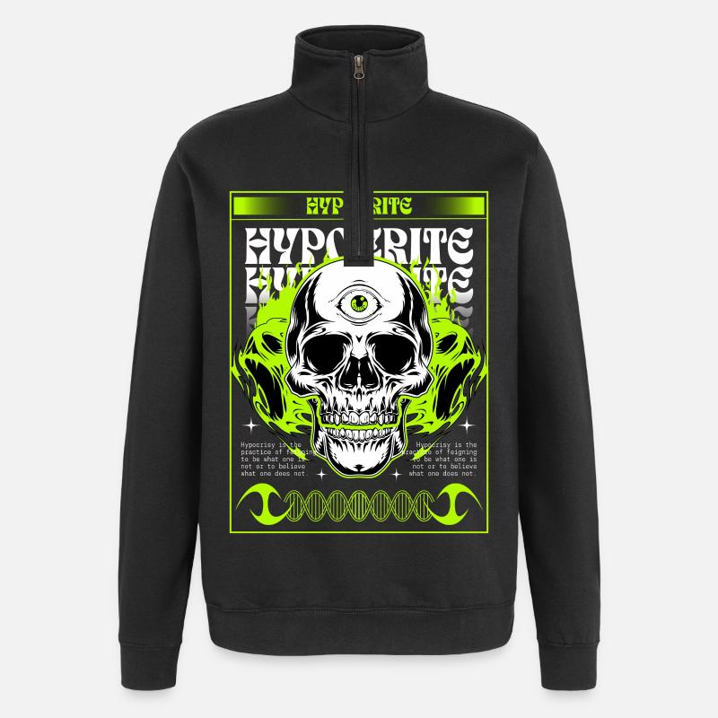 Skull - Quarter-Zip Sweatshirt - black