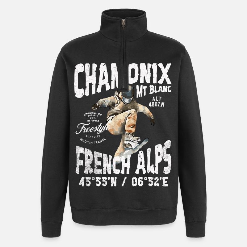 Skateboarder Chamonix Mont Blanc - Sweat à zip 1/4 - noir