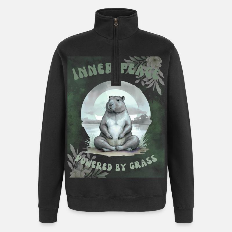 Inner Peace – Powered by Grass - Quarter-Zip Sweatshirt - black