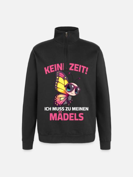Bunte Schmetterlingsmotive mit Spaßschrift - Quarter-Zip-Sweatshirt - Schwarz