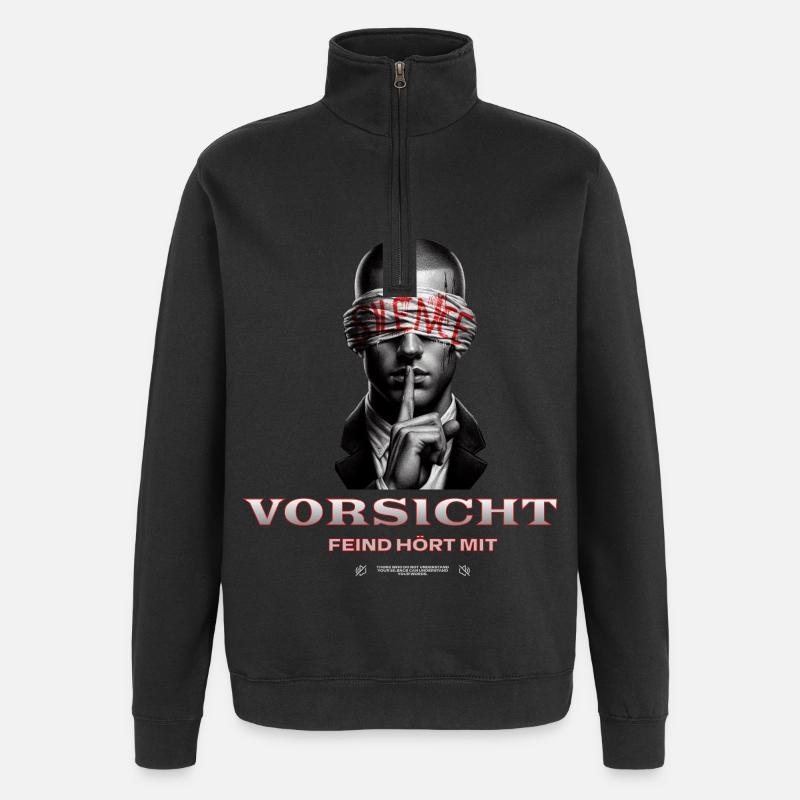 Witziges Schweigegelübde - Quarter-Zip-Sweatshirt - Schwarz