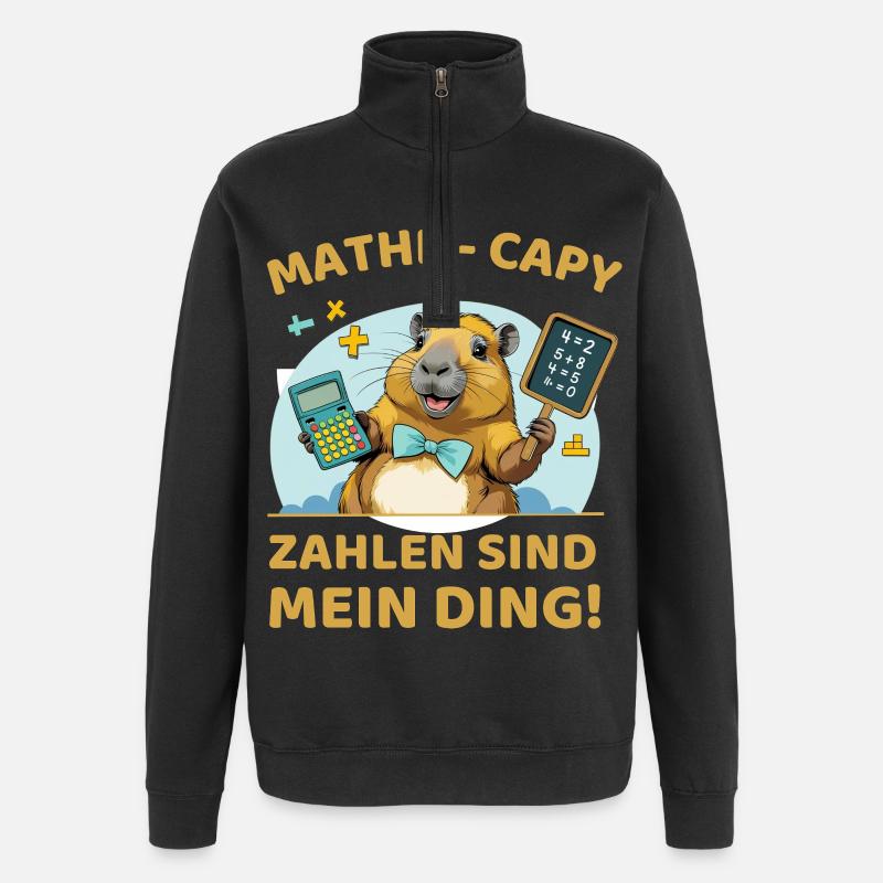 Mathe-Capybara – Zahlen sind mein Ding! - Quarter-Zip-Sweatshirt - Schwarz