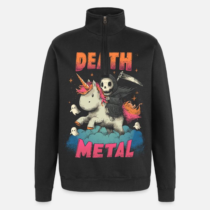 Einhorn Metal - Quarter-Zip-Sweatshirt - Schwarz
