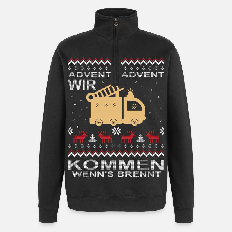  Feuerwehr Advent Weihnachten - Quarter-Zip-Sweatshirt - Schwarz