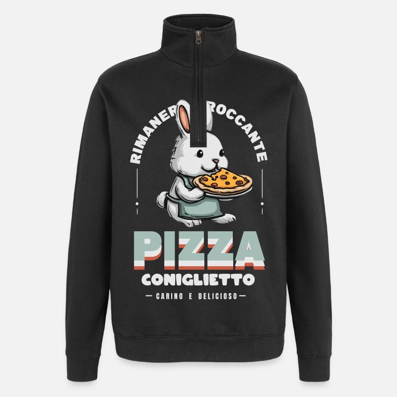 Pizza lapin - Sweat à zip 1/4 - noir
