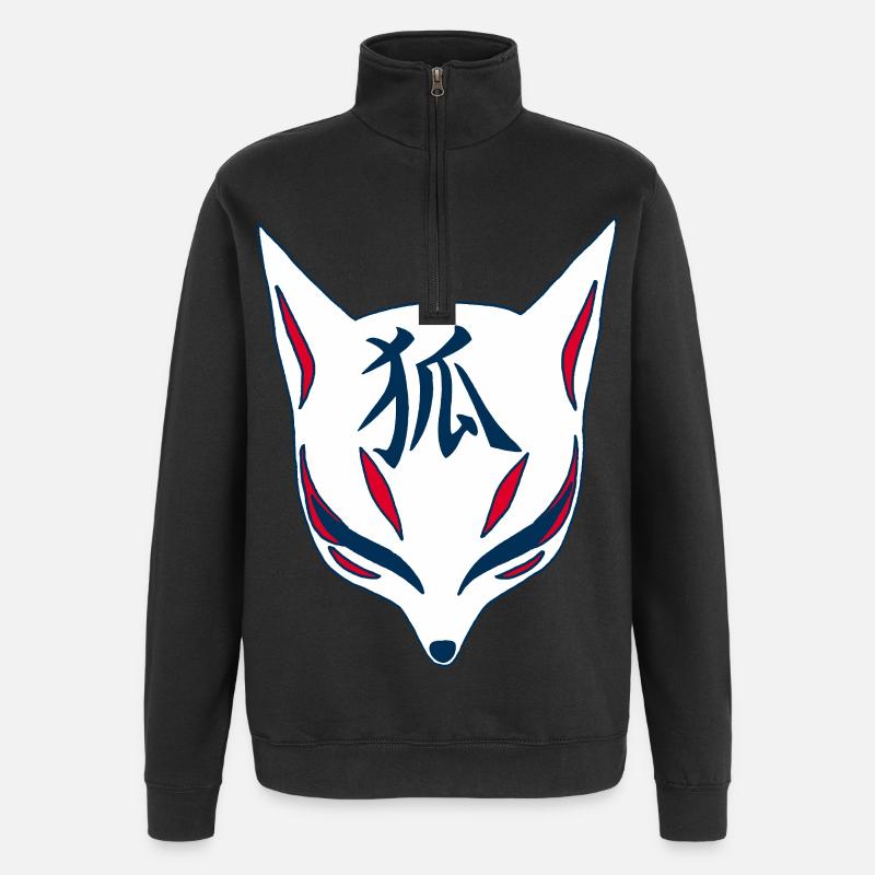 Renard du Japon manga - Sweat à zip 1/4 - noir