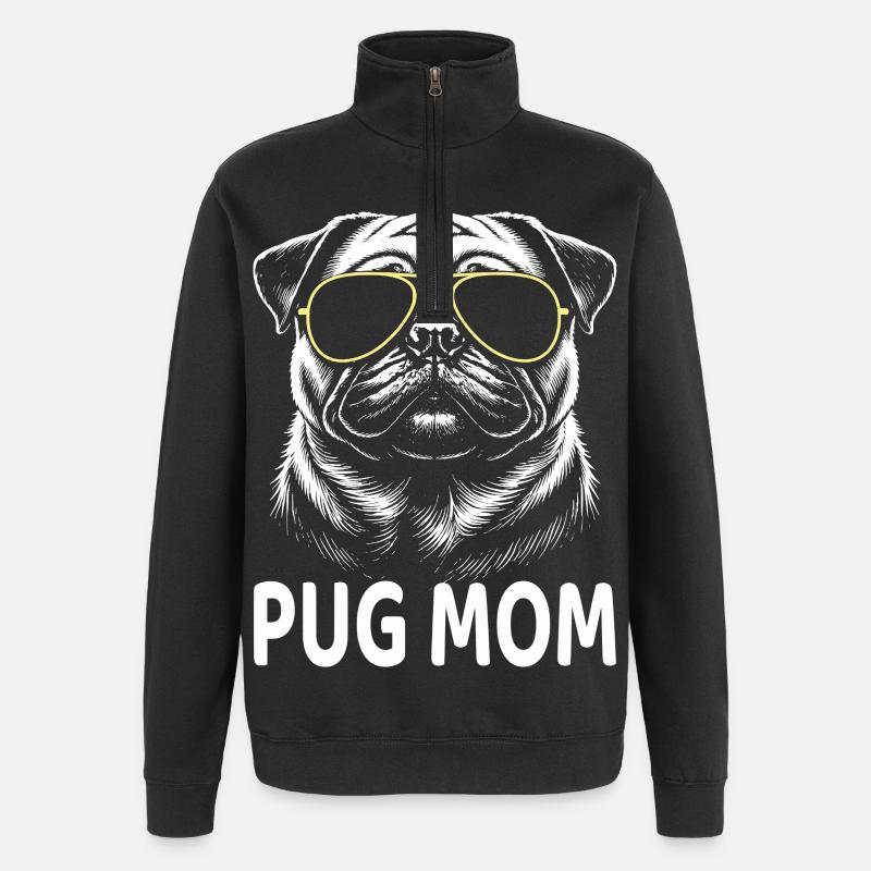 Mops Mom - Quarter-Zip-Sweatshirt - Schwarz
