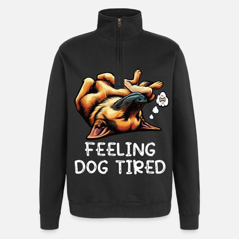 Feeling Dog Tired German Shepherd - Quarter-Zip Sweatshirt - black