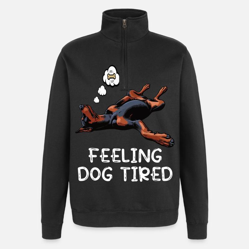 Feeling Dog Tired Dobermann Dobermannbesitzer  - Quarter-Zip-Sweatshirt - Schwarz