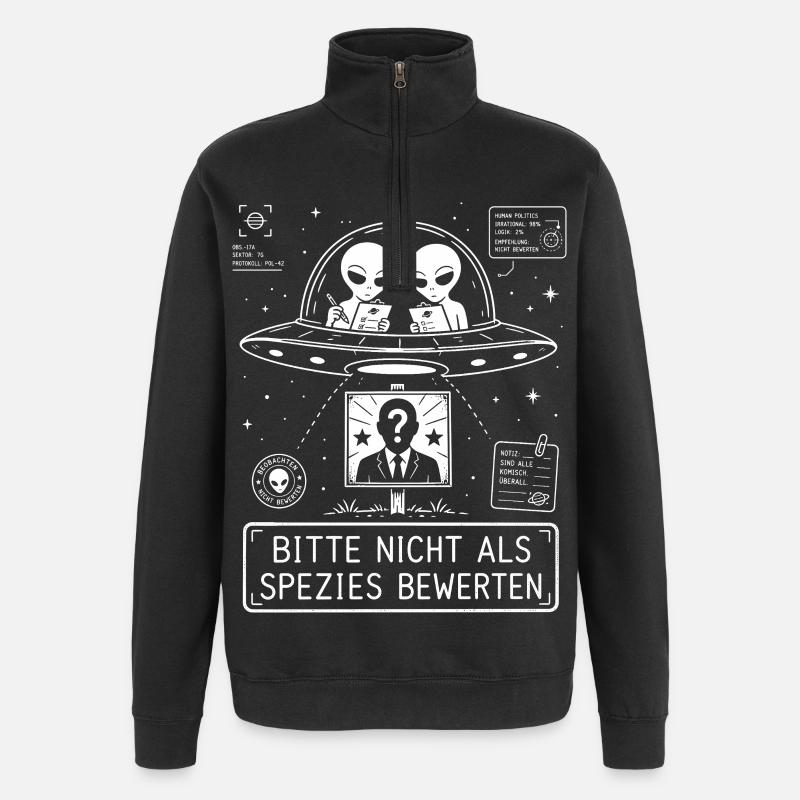 Bitte nicht als Spezies bewerten - Quarter-Zip-Sweatshirt - Schwarz