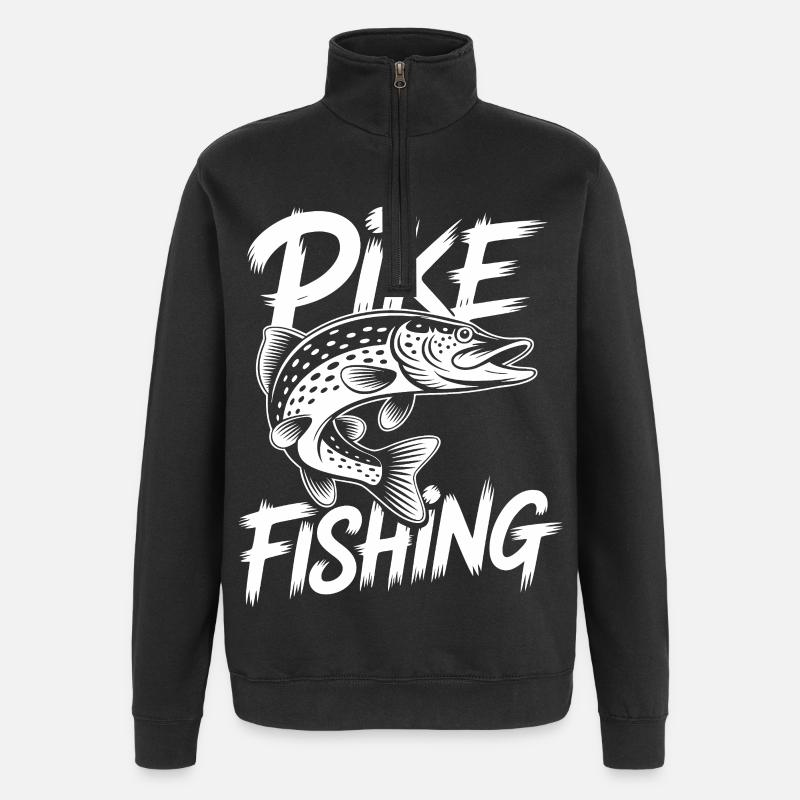 Springender Hecht - Quarter-Zip-Sweatshirt - Schwarz