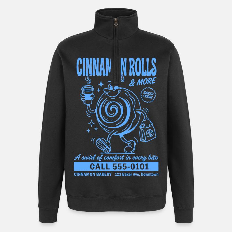 Retro Cinnamon Roll Bakery - Quarter-Zip-Sweatshirt - Schwarz