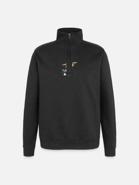 Kicker im Farbschwall Fußballspieler - Quarter-Zip-Sweatshirt - Schwarz